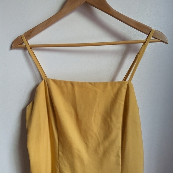 WOMANCE Yellow Linen & Lyocell Summer Beachy Minimalist Mini Dress Size Small - Picture 3 of 12